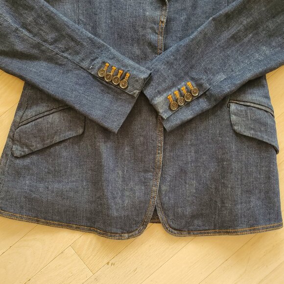 SIMKHAI ! Jasper Cinched-Waist Denim Blazer Jacket in Imperial ( US/2) - Picture 7 of 12